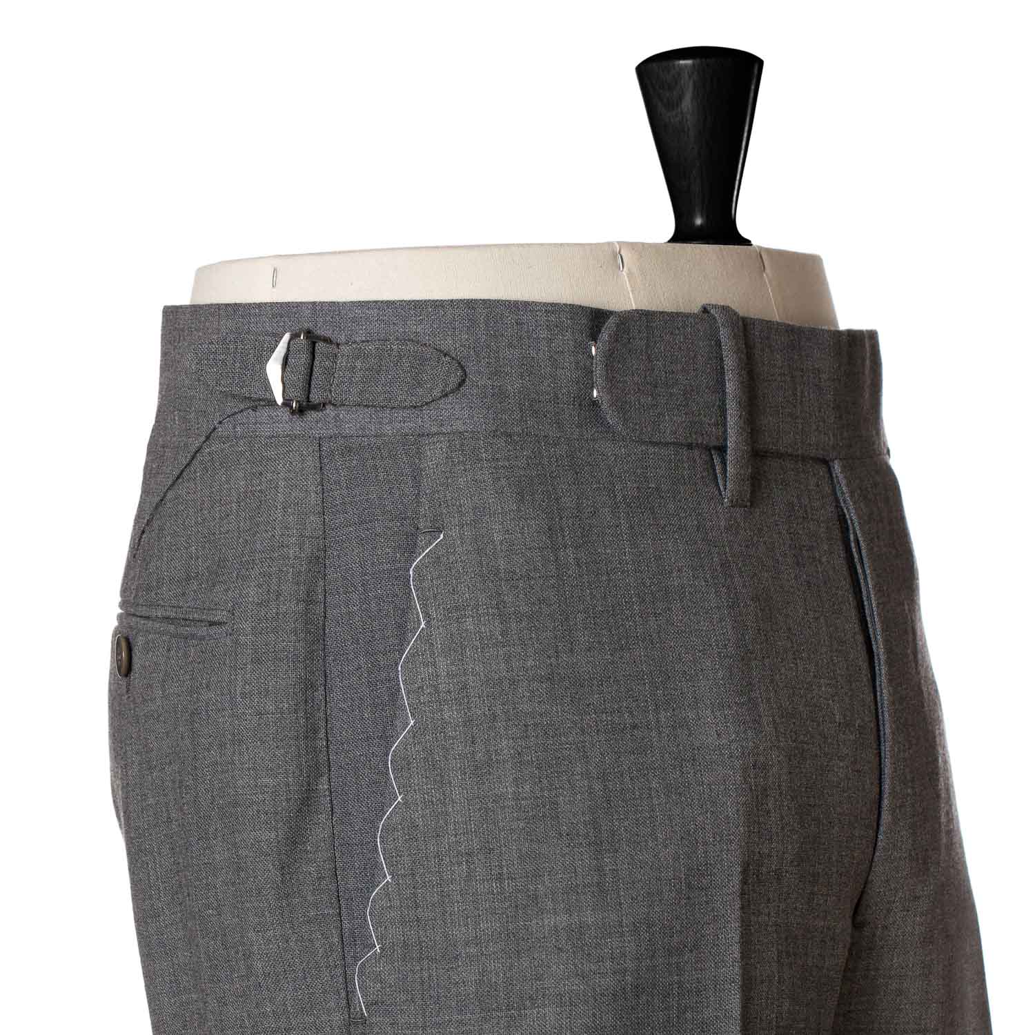 Graue Hose "Fresco Contorto" aus englischer Wolle - reine Handarbeit